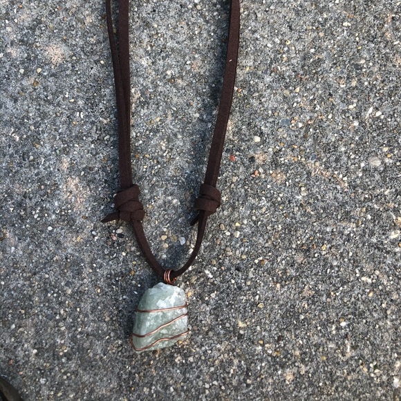Copper Wrapped Green Adventurine Necklace - Picture 2 of 2